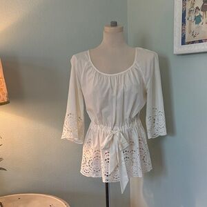 Anthropologie Floreat ivory eyelet blouse. Size 6